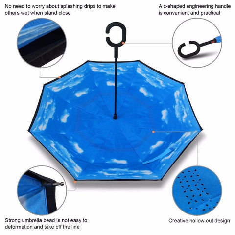 Image of RAINAWAY™ DOUBLE-LAYER HANDS-FREE INVERTED UMBRELLA