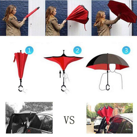 Image of RAINAWAY™ DOUBLE-LAYER HANDS-FREE INVERTED UMBRELLA