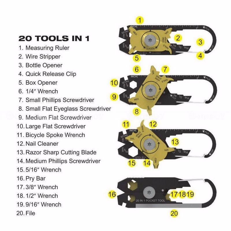 Ultimate 20 in 1 Survival Multi Tool Carabiner