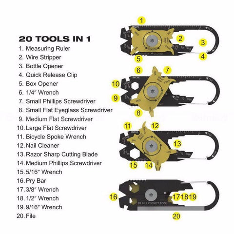 Image of Ultimate 20 in 1 Survival Multi Tool Carabiner